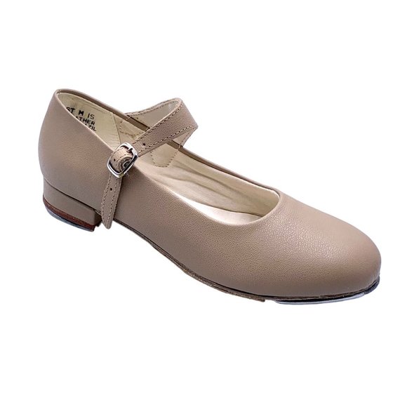 Award Mary Jane Tap Dancing Shoes Tan Girls Size 1 M New with Defects 686T - Picture 4 of 8